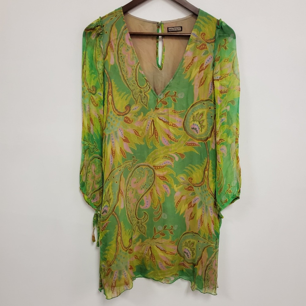 Maliparmi Womens Silk Paisley Dress Size‎ 40 IT S US Green Artsy Eclectic Unique